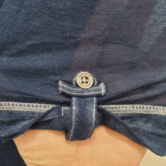 Buckle Black Label Men's Navy Semi Sheer Burnout Slim Fit Tissue Polo Top M - Picture 3 of 8